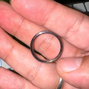 Pandora Silver Black Stacked Ring - Size 58